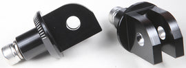 PUIG Footpeg Adapter 561-06797BK for motorcycle foot controls, black metal with mounting holes and adjustable features.