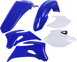 Acerbis blue plastic kit for motorcycle, featuring various durable plastic parts in a blue finish.