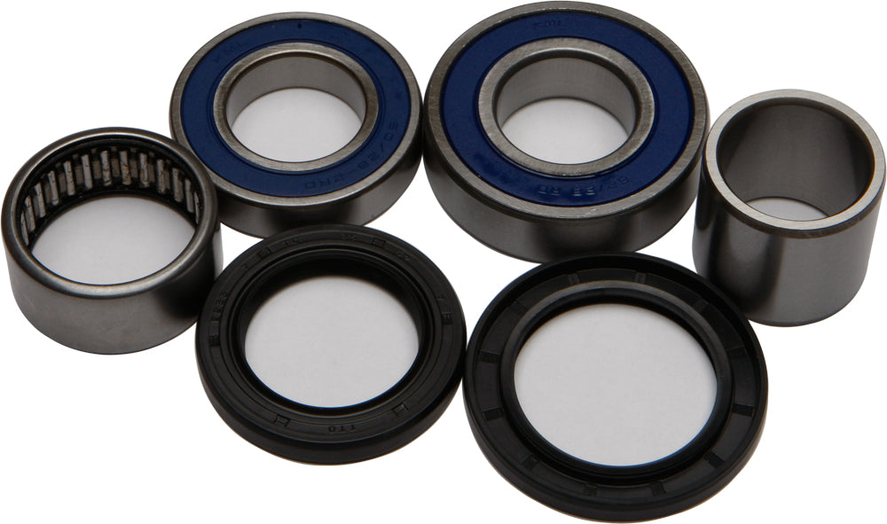 All Balls rear wheel bearing kit 22-51473 with metal components and seals, designed for motorcycle wheel maintenance.