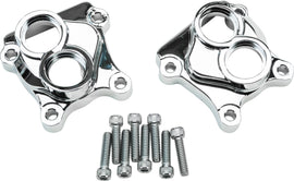 HardDrive Twin Cam engine tappet cover set in chrome for Harley Davidson motorcycles, with polished metal finish.