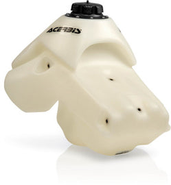 Acerbis 3.3-gallon natural fuel tank for motorcycles, made of durable plastic with a smooth finish and secure cap.