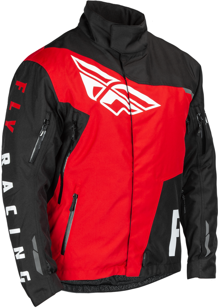 Fly Racing SNX Pro Jacket in black and red, size 3X, shown with front view and detailed fabric texture.