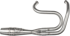 Sawicki Speed Shop Dyna Shorty Cannon brushed stainless steel exhaust for motorcycle, showing polished finish and compact design.