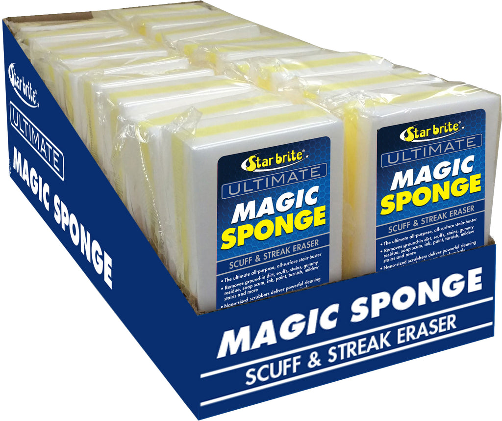 Star brite Magic Sponge 18 display box of cleaning chemicals showing multiple sponges in packaging.