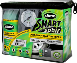 Slime Smart Spair Tire Repair Kit tools with tire plugs and sealant for quick flat tire repairs.