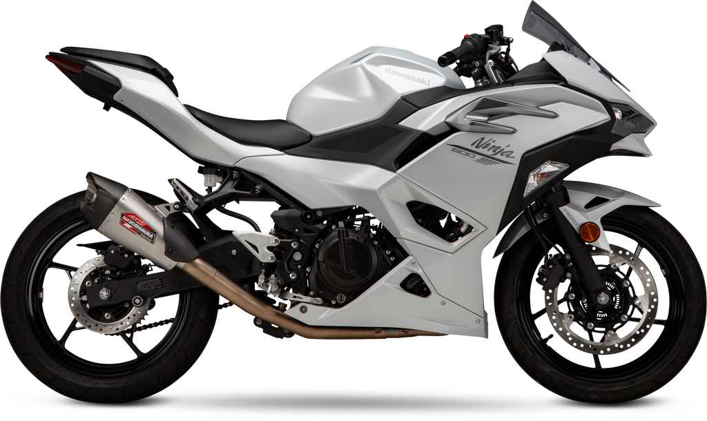 Yoshimura Race Exhaust At2 FS SS/Ss/Cf for motorcycles, showcasing the sleek stainless steel design and polished finish.