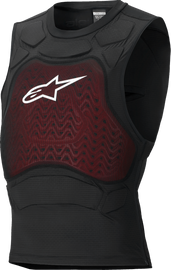 Alpine Star Bionic Plasma LT protective vest in black and white, large size, featuring adjustable straps and armor padding.