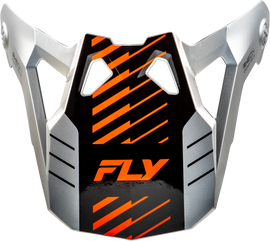 Fly Racing Formula Cp Slice Visor in grey, orange, and black for motorcycle helmets, showing the sleek, curved design and vent openings.