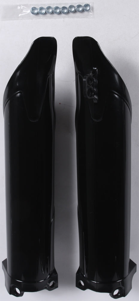 Acerbis black fork guard for street motorcycles, model 21417-60001, shown mounted on a motorcycle fork.