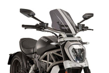 Load image into Gallery viewer, PUIG Naked New Generation Sport Smoke Windscreen for Ducati motorcycle, showcasing the tinted windscreen with mounting edges.