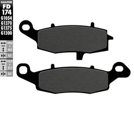 GALFER semi-metallic brake pads FD174G1054 for motorcycles, showing the brake pad with metal and friction material.