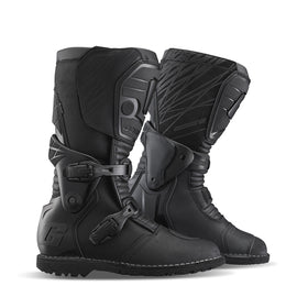 Black Gaerne G Dakar Gore-Tex boots in size 10, showing the rugged design and waterproof features of these motorcycle footwear.