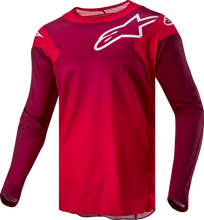Load image into Gallery viewer, Alpine Star Racer Hoen Jersey in Mars Red and Burgundy, size Small, featuring a sleek motorcycle racing design.