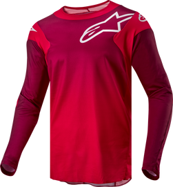 Alpine Star Racer Hoen jersey in Mars Red and Burgundy, size large, with sporty design and logo details on the front.