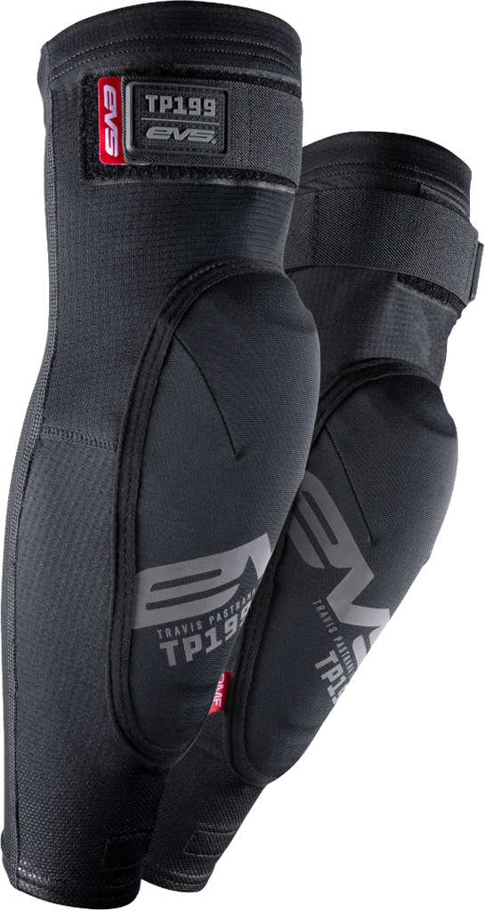 EVS TP199 Elbow Guard in black, large/xl size, showing padded protective design for impact absorption and comfort.