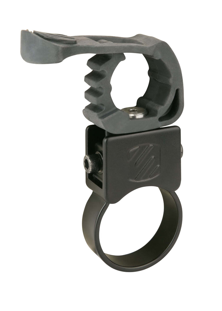 Scosche SML strap base black clamp for secure mounting, featuring a durable design with adjustable strap for versatile use.