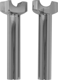 HardDrive 6.5-inch straight chrome H-Bar risers for motorcycle handlebars, featuring a sleek, polished finish and sturdy construction.