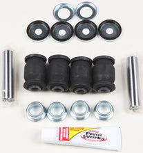 Load image into Gallery viewer, Pivot Works upper rear A-arm kit for suspension, showing the assembled aluminum components with mounting points and bushings.