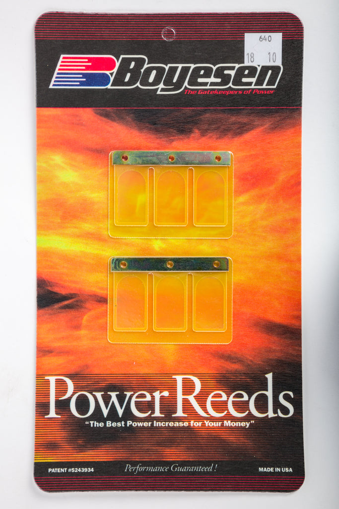 Boyesen motorcycle reeds 59-7640 for intake and carburetor system, shown installed in a clean engine compartment.