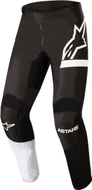 Alpine Star Fluid Chaser Pants in black and white, size 38, featuring a sleek athletic design and lightweight fabric.