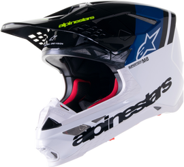 Alpine Star S-M8 Radium 2 helmet in UCLA Blue and White, size XS, featuring aerodynamic design and ventilation openings.