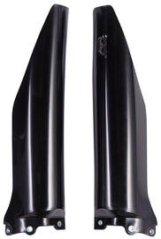 Black Acerbis fork guard for motorcycle suspension, featuring the Acerbis logo and protective design for front forks.