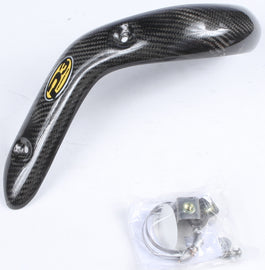 P3 Heat Shield Carbon Fiber exhaust heat shield with sleek black finish and textured surface for motorcycle exhaust protection.
