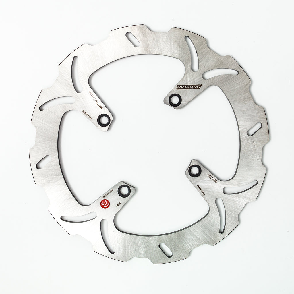 Rear braking rotor by Braking, showing a metallic disc with vented design for effective braking performance.