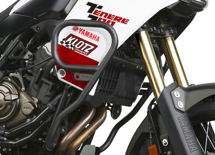 Black National Cycle off-road engine guards mounted on a motorcycle, designed to protect the engine during off-road riding.