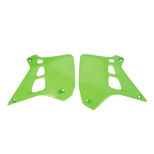Load image into Gallery viewer, Polisport Plastics KX125 radiator scoops in green, motorcycle body accessories, shown on a white background