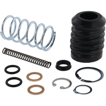 Load image into Gallery viewer, All Balls rear master cylinder rebuild kit for brake system, shown with various small brake components and seals.