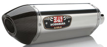 Load image into Gallery viewer, Yoshimura Street R-77 slip-on exhaust with dual stainless steel and carbon fiber tips on a motorcycle.