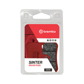 Brembo Prime SA brake pads, sintered brake pads for enhanced stopping power, shown in a close-up view with metal backing plates.