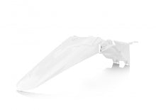Load image into Gallery viewer, Acerbis white rear fender for motocross or off-road bikes, showcasing the durable plastic design with mounting points