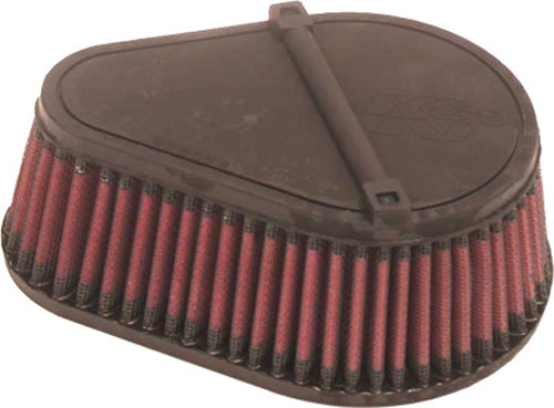 K&N Air Filter 766596 for vehicle, close-up of high-flow air filter with pleated cotton filter media and durable rubber frame.