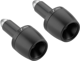 Pair of black RIZOMA 58-MA532B bar ends with sleek, ergonomic design for motorcycle handlebars.