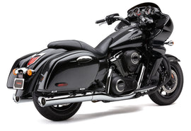 Cobra Tri-Flo Slip-On Chrome exhaust for Kaw Voyager and Vaquero 82-97085, showcasing the shiny chrome finish and sleek design.