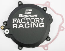 Load image into Gallery viewer, Boyesen Factory Racing Clutch Cover for Husky and KTM bikes, black engine part with detailed design.