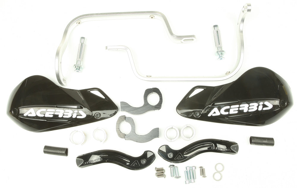 Acerbis Supermoto X-Strong black handguards mounted on a Honda CRF250 motorcycle, providing protection for handlebars and hands.