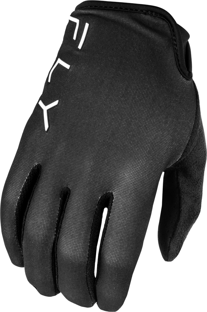 Black Fly Racing Radium Gloves with reinforced palms and adjustable wrist closures, designed for comfort and durability.