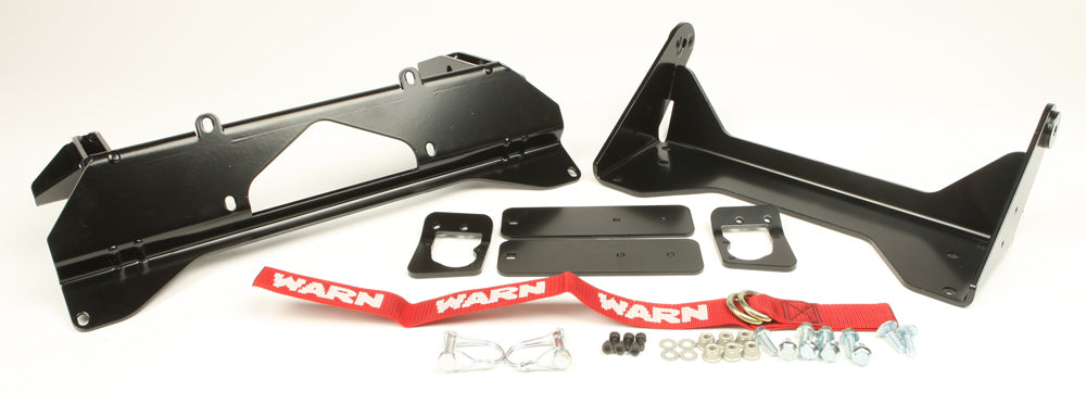 Warn Provantage front plow mounting kit with brackets, showing metal mount components designed for vehicle installation.