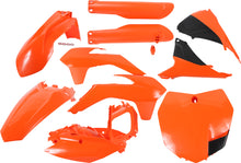 Load image into Gallery viewer, Acerbis full plastic kit in orange and black for motorcycle, featuring various plastic panels and components.