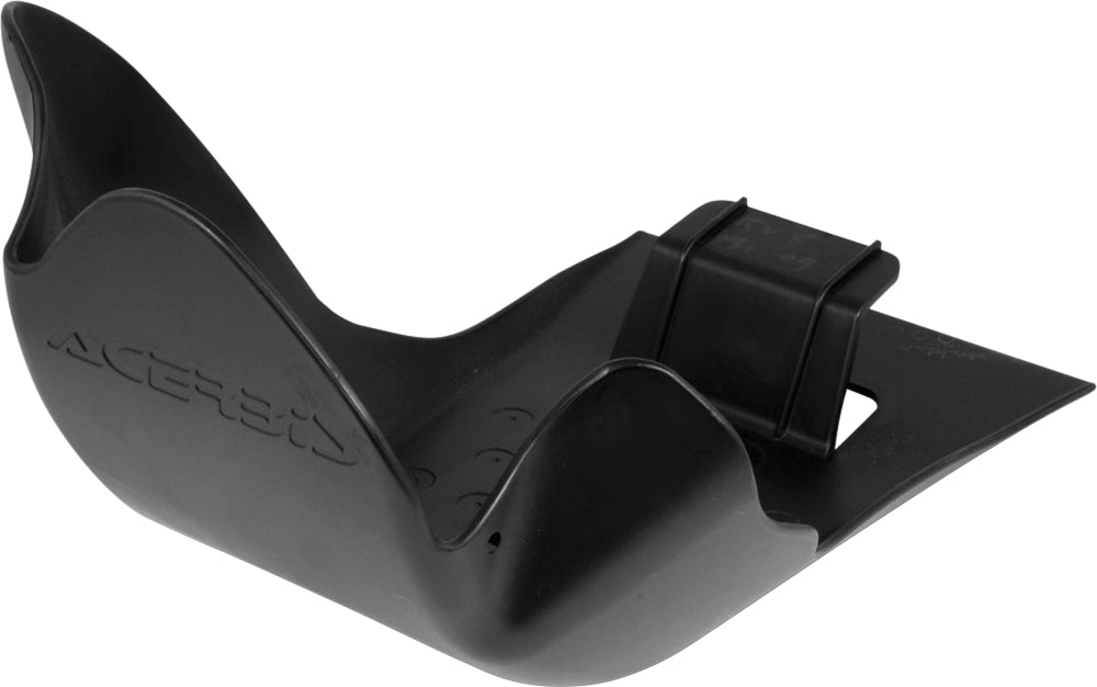 Acerbis black skid plate for motorcycles, showing a sturdy plastic shield with mounting points on a neutral background.