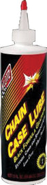 Klotz Oil Chain Case Lube 12oz bottle, motorcycle chain lubricant and cleaner in a clear plastic container with label.