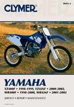 Load image into Gallery viewer, Clymer repair manual for Yamaha YZ400F and 426F motorcycles, showing cover with detailed mechanical illustrations.