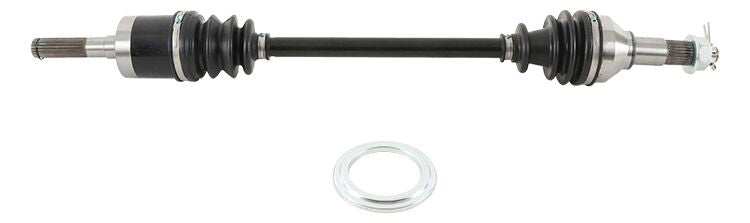 All Balls heavy-duty front axle with six ball bearings, designed for durable performance in off-road or motorcycle applications.