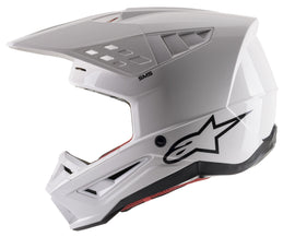 Alpine Star S-M5 Solid White Glossy Helmet, medium size, with a sleek shiny finish and aerodynamic design.