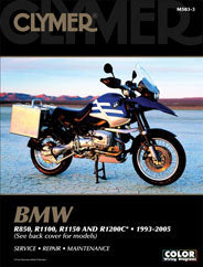 Clymer BMW R-1100 repair manual showing detailed pages and diagrams for motorcycle maintenance and repairs.