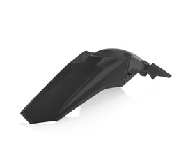 Acerbis black rear fender for motorcycles, showcasing a sleek, durable plastic design with mounting points and branding details.