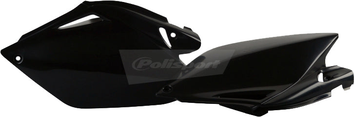 Polisport Plastics black side body panels for motorcycle, model 64-6281, featuring durable plastic construction.